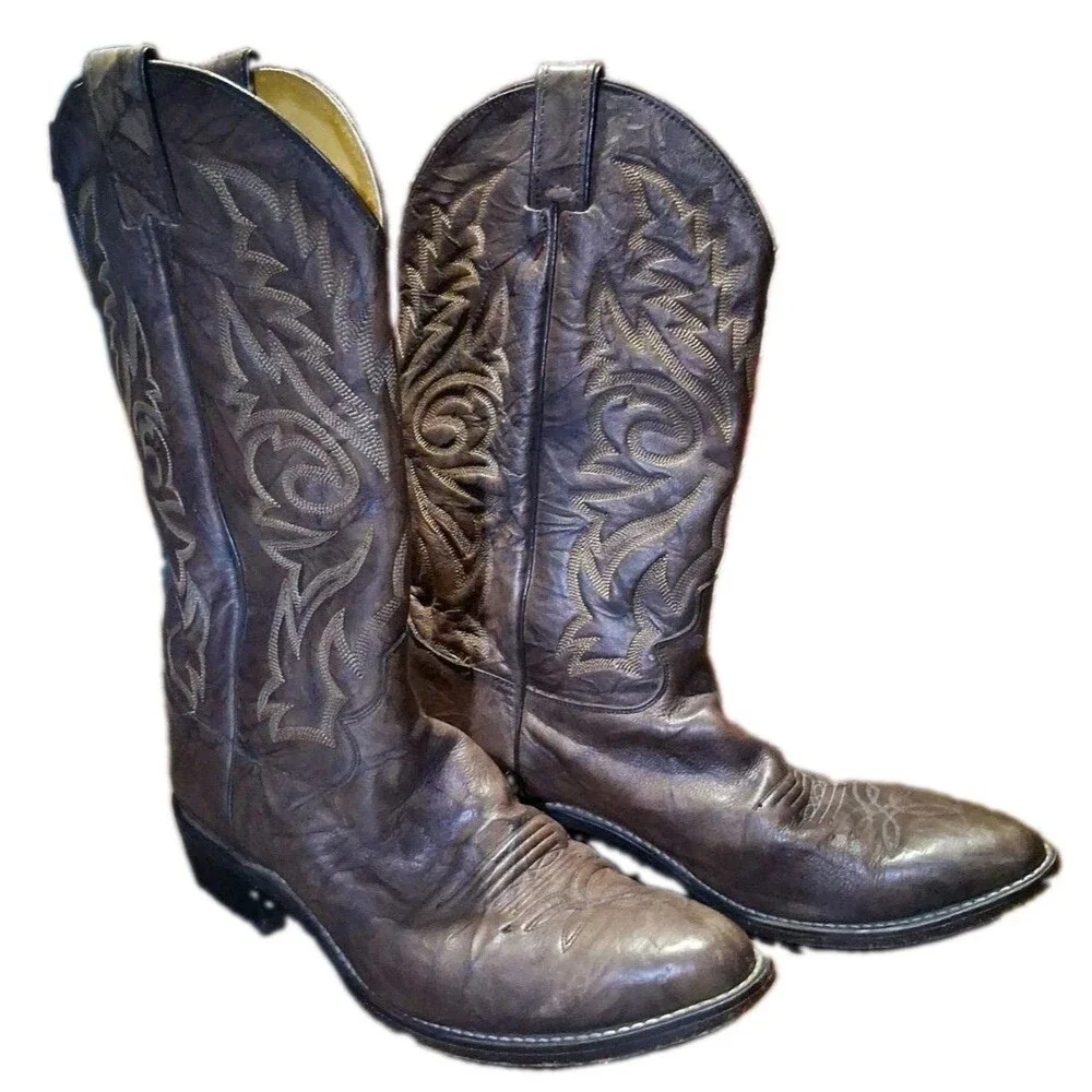 Justin Boots Deerlite 1564 Men's Cowboy Western Boots Size 12 D Brown Leather